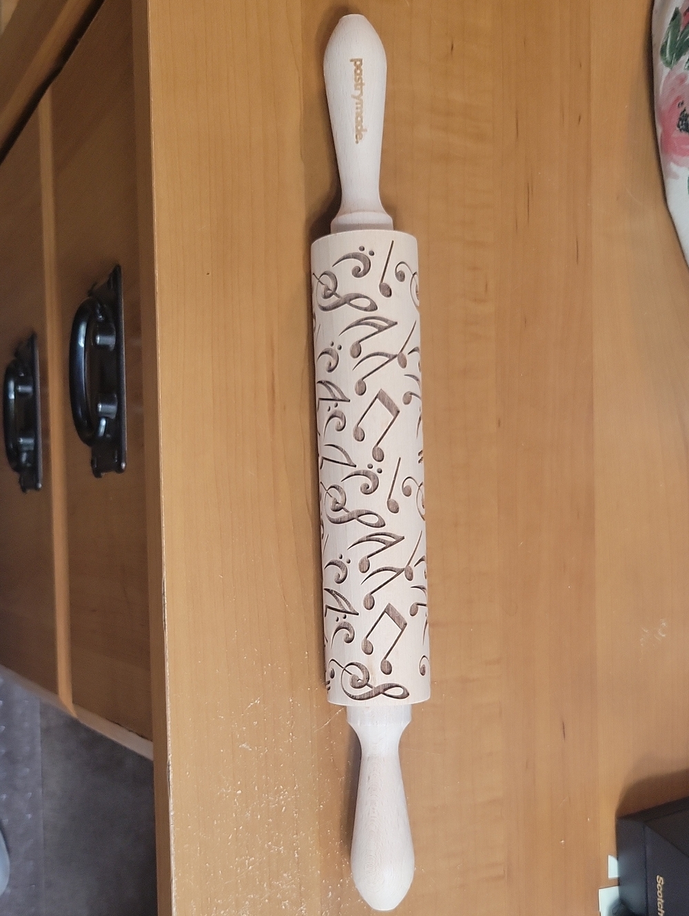 Musical Notes Embossed Wooden Rolling Pin